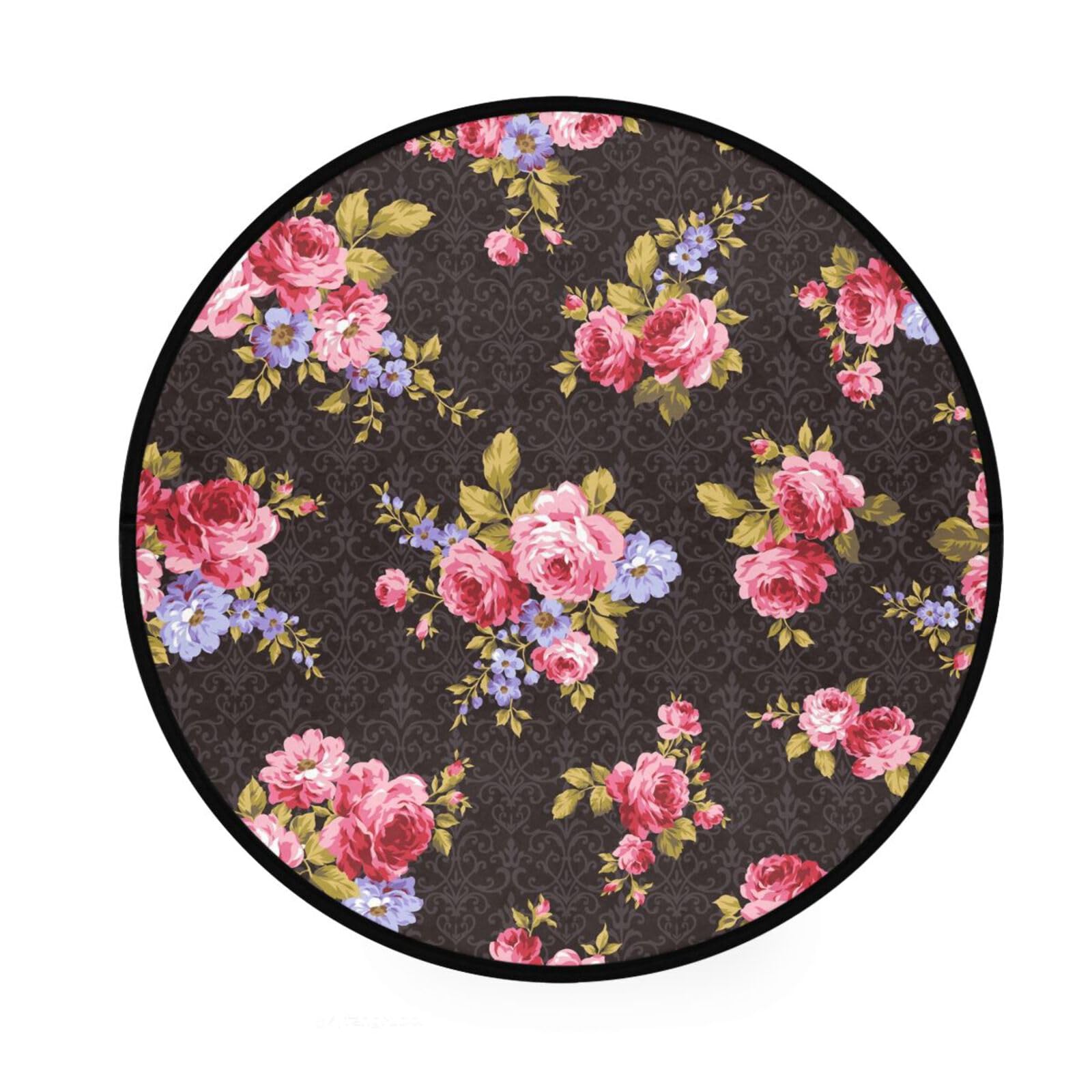 Tapis de jeu enfants printemps été doux motif fleurs roses 91 cm