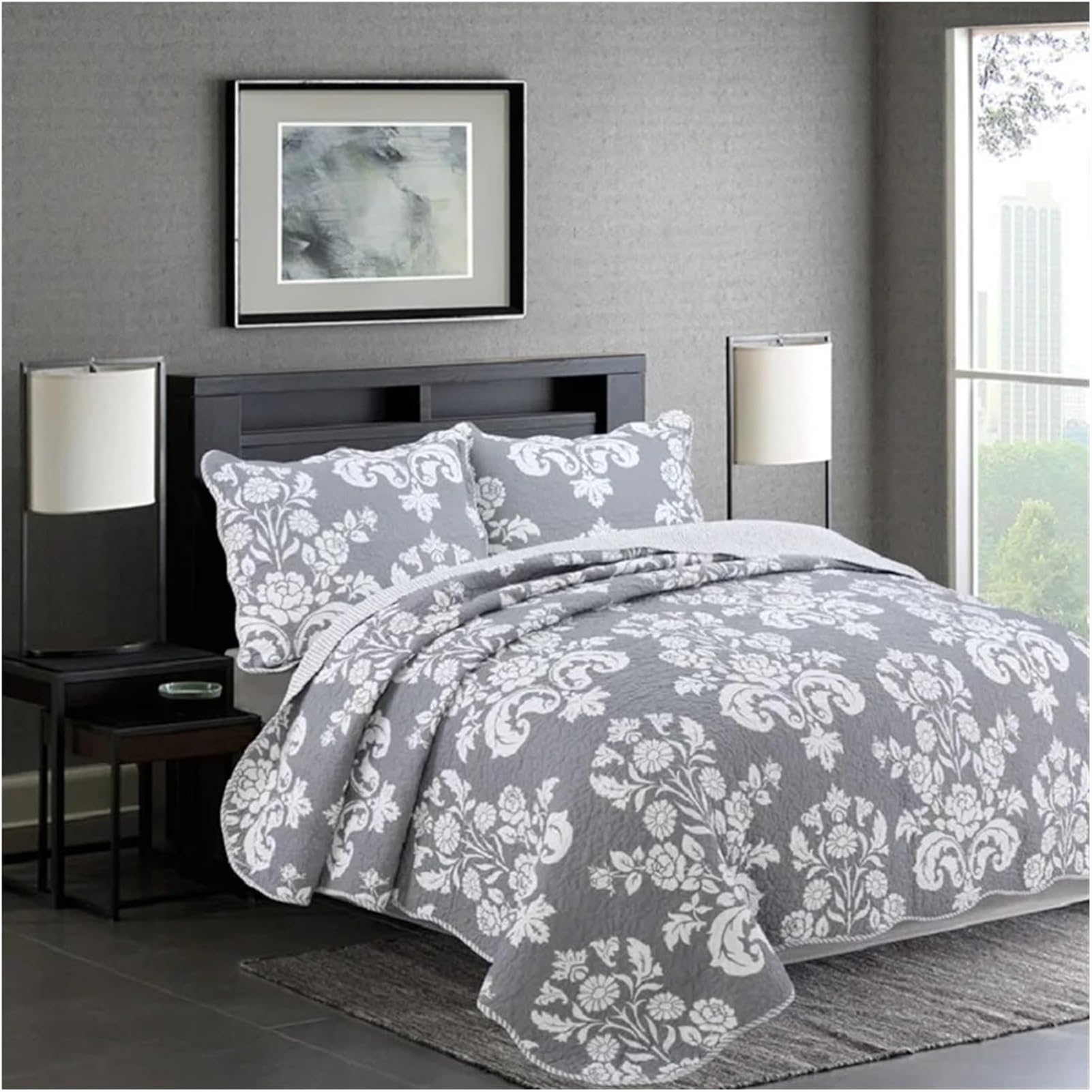 Couette d'été légère Queen Size sous forme de parure de lit en coton 3 pcs