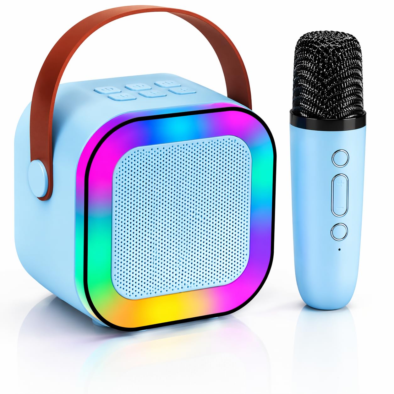 one94store karaoke wireless microphone with led speaker | bluetooth portable singing mic with rgb lights & voice effects | perfect for gift toy for kids & adults, parties & home entertainment (blue)