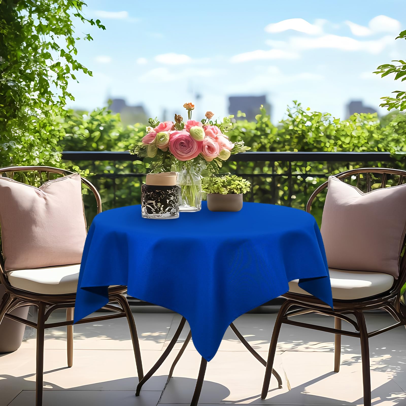 NEWISHER Royal Blue Square Tablecloth, 92x92 cm (36x36 inch), Heavy Duty Polyester Fabric Tablecloths - Image 3