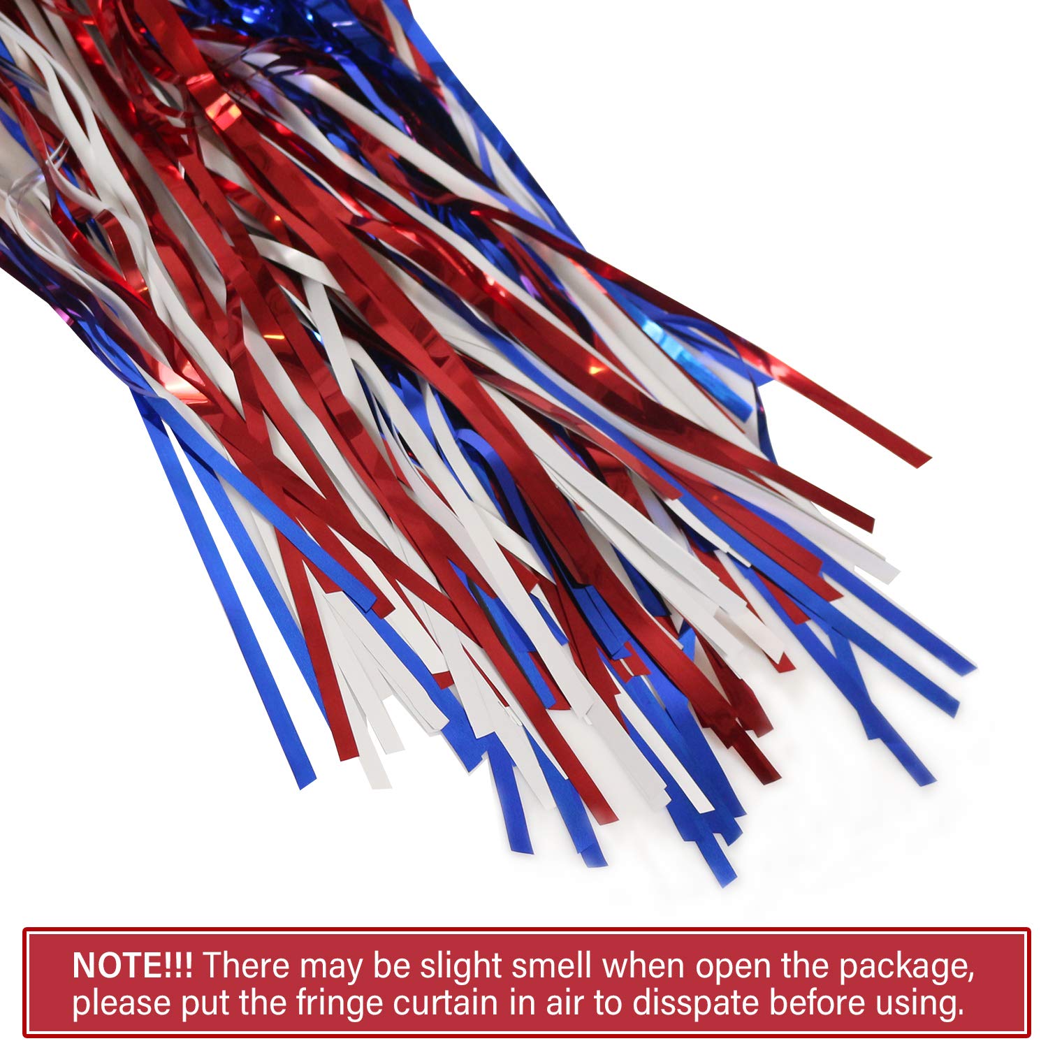 Photo Booth Decorations 2-Pack Patriotic Tinsel Curtains - 3.3x6.6 Ft Red  White Blue Fringe Backdrop For 4th Of July Metallic Foil Photo Booth, image size:1500x1500