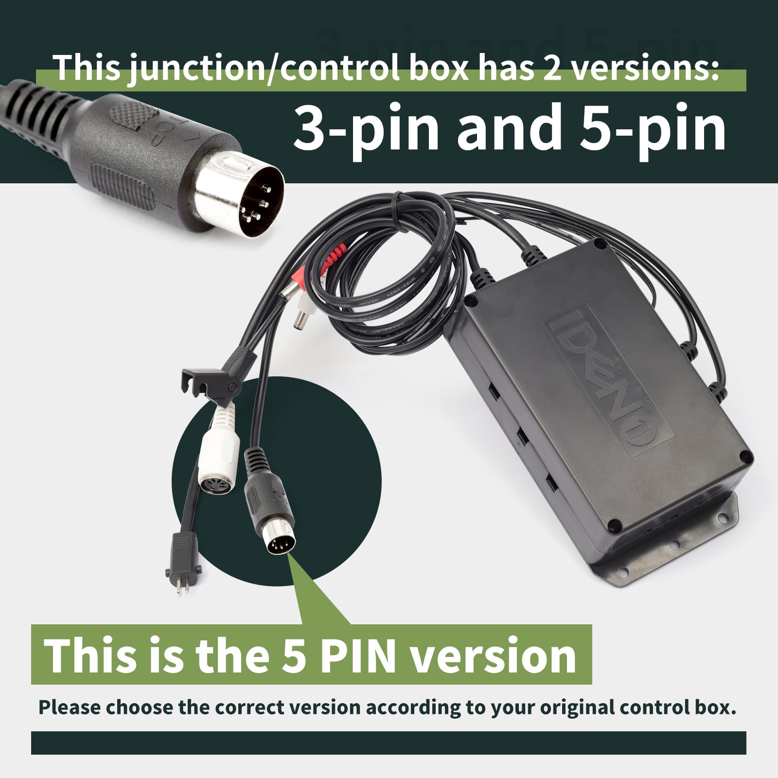 ALLCSM Fit for IDENO 6 Wire Junction Box/Control Box for Power Recliner Lift Chair Operates Up/Down Vibration Massage and Heating (5 Pin 6 Wire)