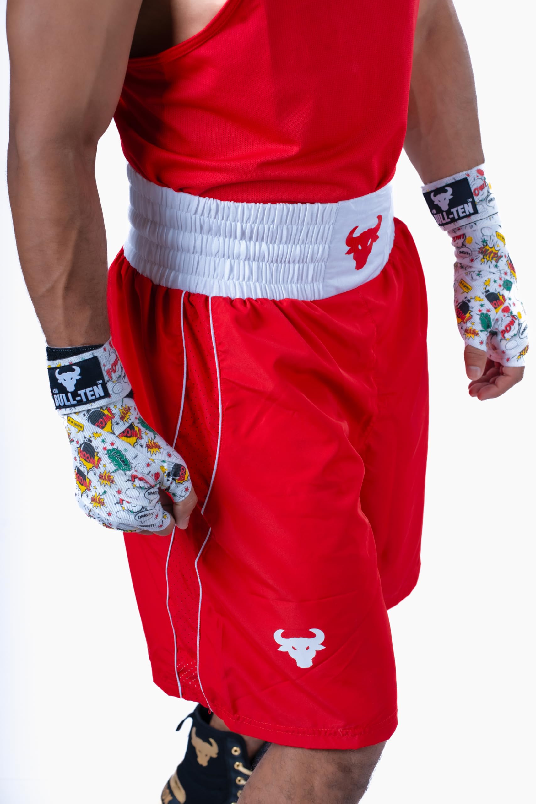 BULL-TEN Men’s Boxing Uniform Set – Sleeveless Vest and Shorts for Training, Sparring & Fitness | Boxing Outfit for Gym, Kickboxing, Punching Practice & MMA | Lightweight Sportswear Set, Red, M 2
