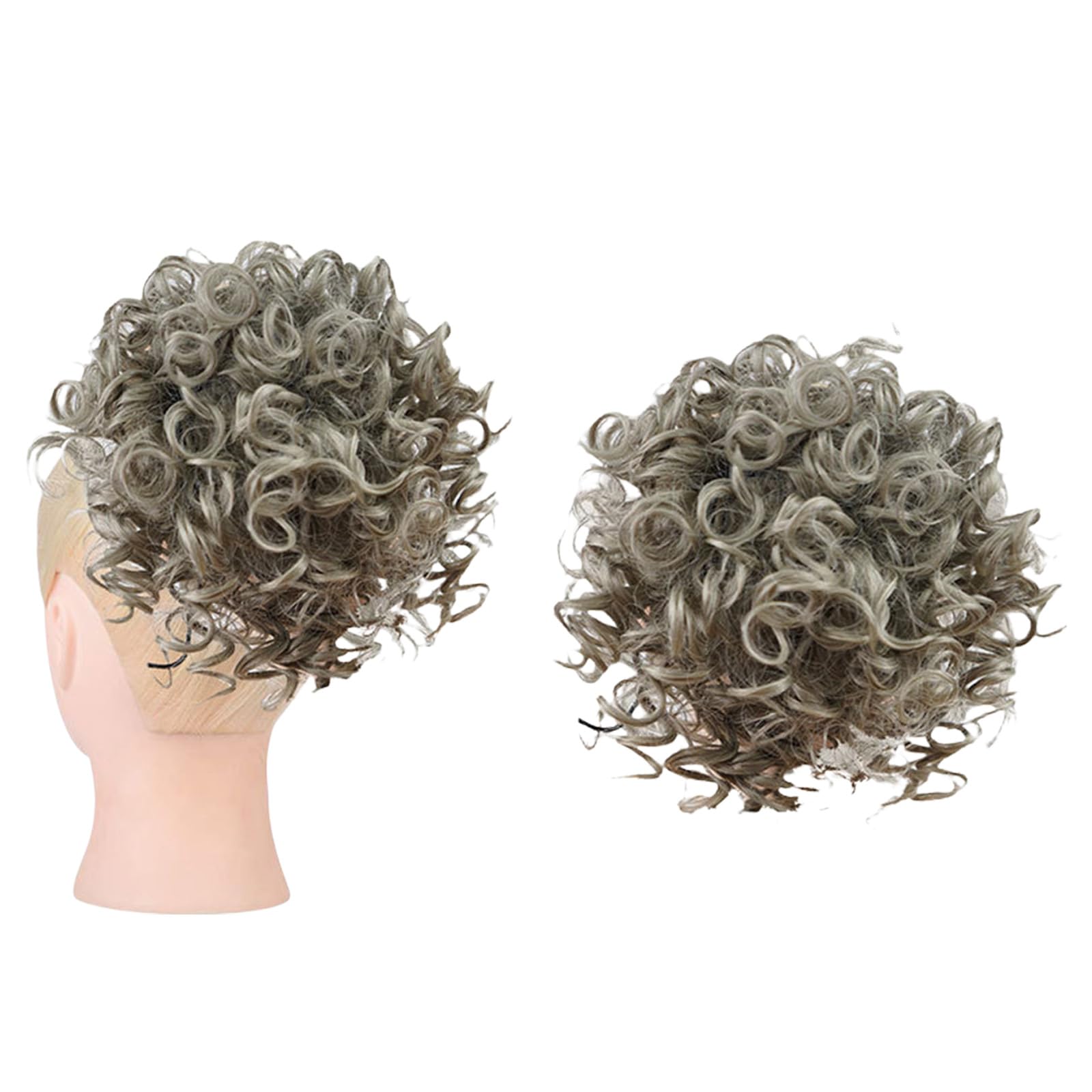 Messy Bun, Short Curly Drawstring ,Extension Loose Bun Hair ,Pieces for Women High Temperature Synthetic Bun Extension 60g Black (88-171)