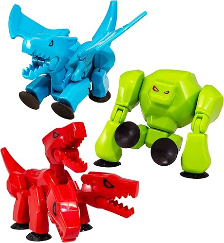 StikBot Zing Mega Monsters 3 unidades, juego completo de 3 figuras de acción de monstruo posables, Cerberus, Gigantus y Scorch