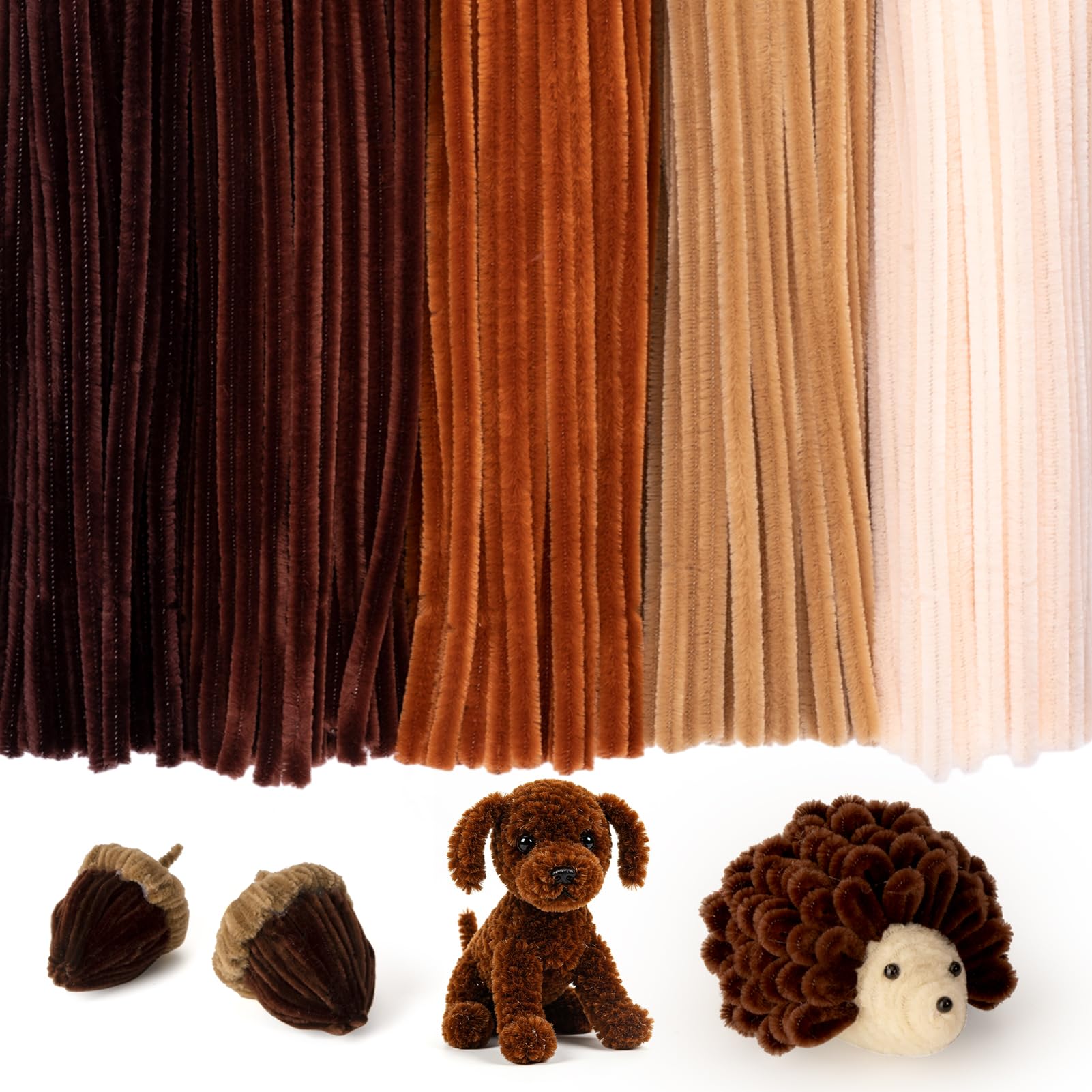 Caydo 500 Pieces Brown Pipe Cleaners, Chenille Stems