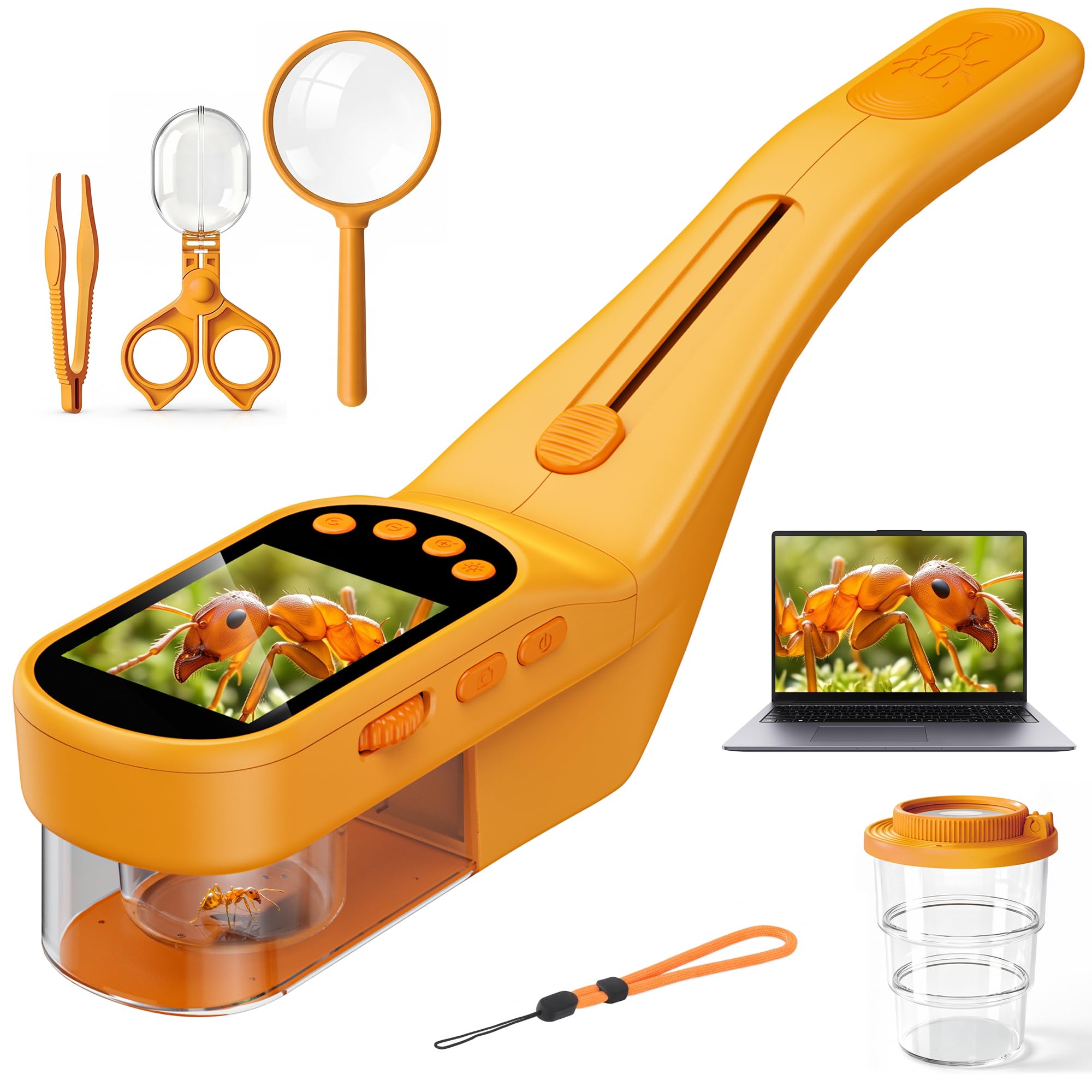 Bug Catcher Microscope for Kids Outdoor: STEM Toys with 500X HD Zoom - Birthday Gift for Boys Girls Age 3-12 - Handheld Nature Explorer Kits for Summer Camping