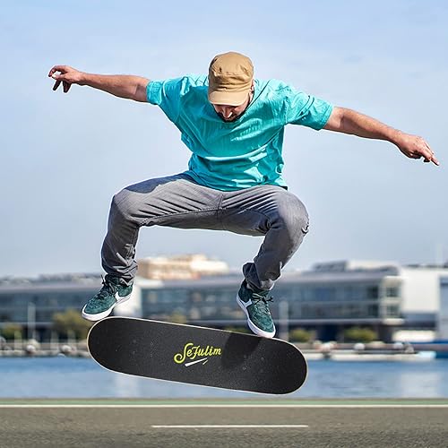 Miniatura 8 de Sefulim 31 x 8 Inch Complete Skateboard 7 Layer Canadian Maple Double Kick Deck Concave Cruiser Trick Skateboard for Boys Girls Teens Adults Beginner