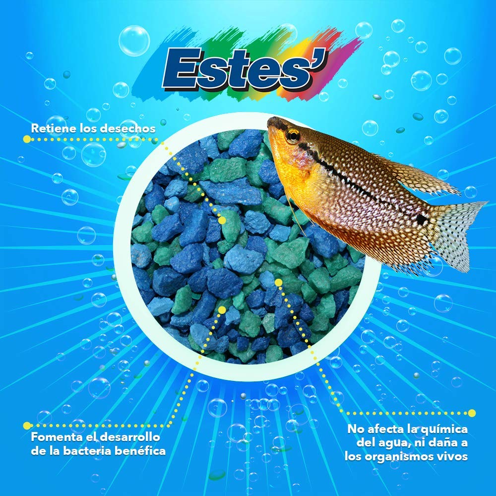Estes Spectrastone Gravier Bleu Jean pour Aquarium d'eau Douce, Sac de 2,3 kg
