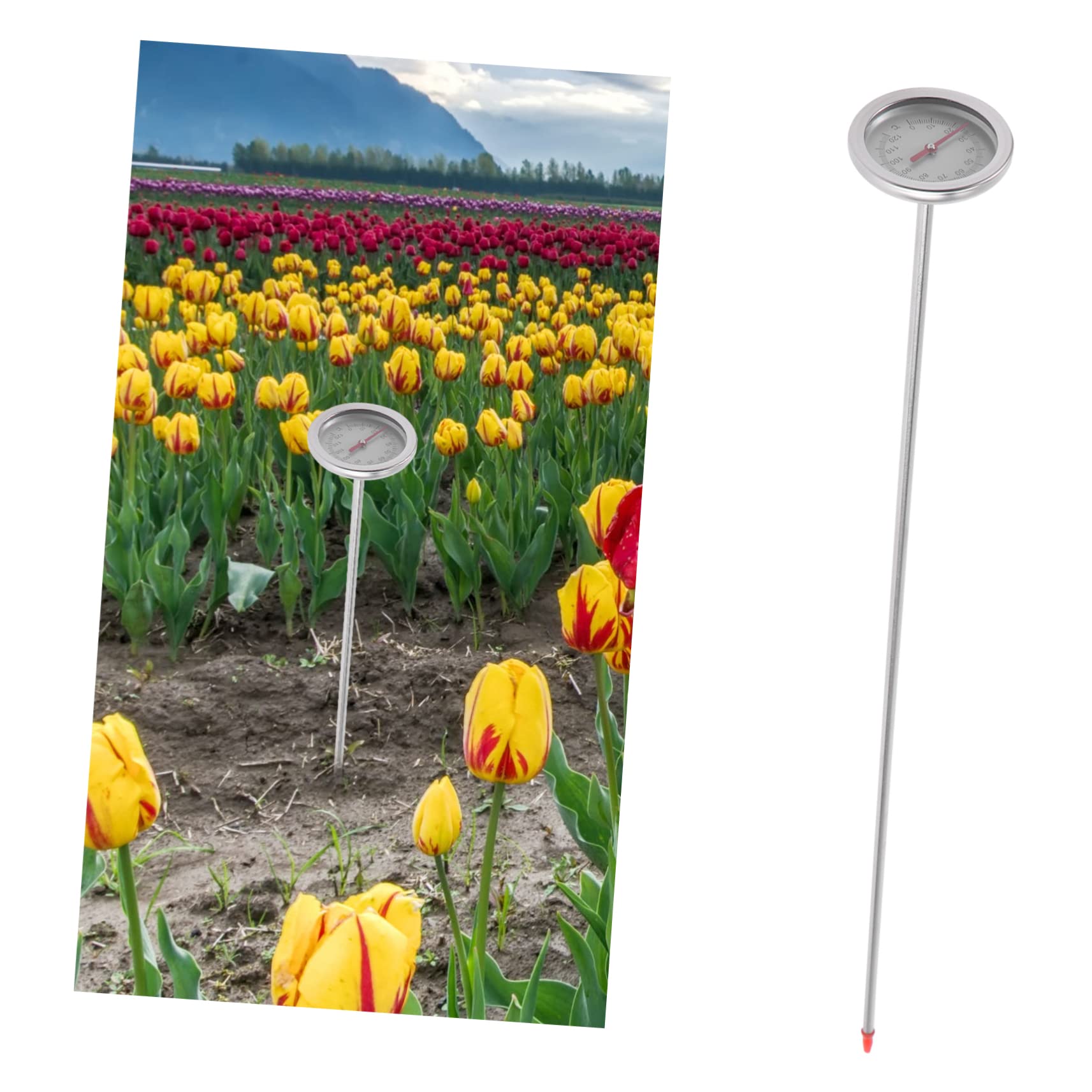 POPETPOP 3 Pcs Compost Thermomètre Thermomètre De Bureau À Induction Extensible Accessoires Détecteur De Température du Sol Acier