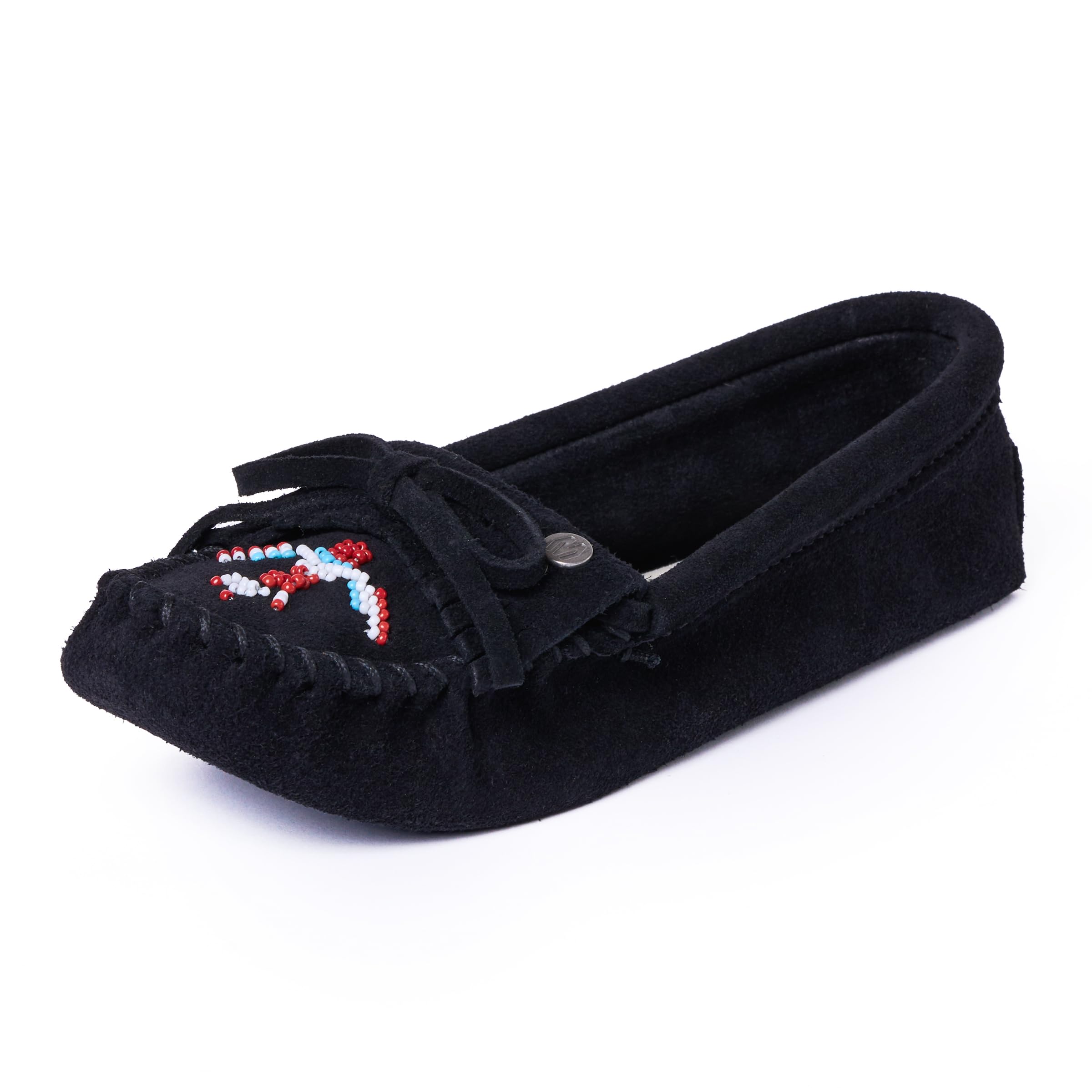 Minnetonka Women's Thunderbird Animikii Soft Leather Sole Beaded Moccasins