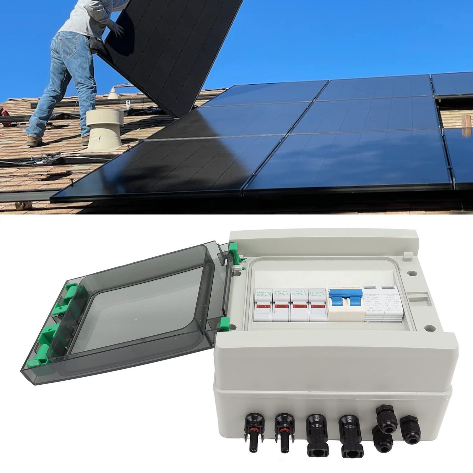 2 String Solar PV Combiner Box DC1000V 2 In 1 Out 15A Fusibile Protezione Contro i Fulmini Interruttore