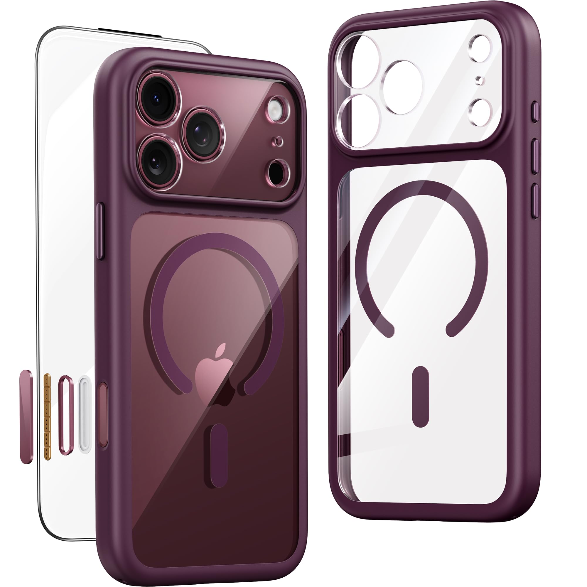 JUESHITUO Stronger Magnetic for iPhone 18 Pro Max Case, Clear Burgundy