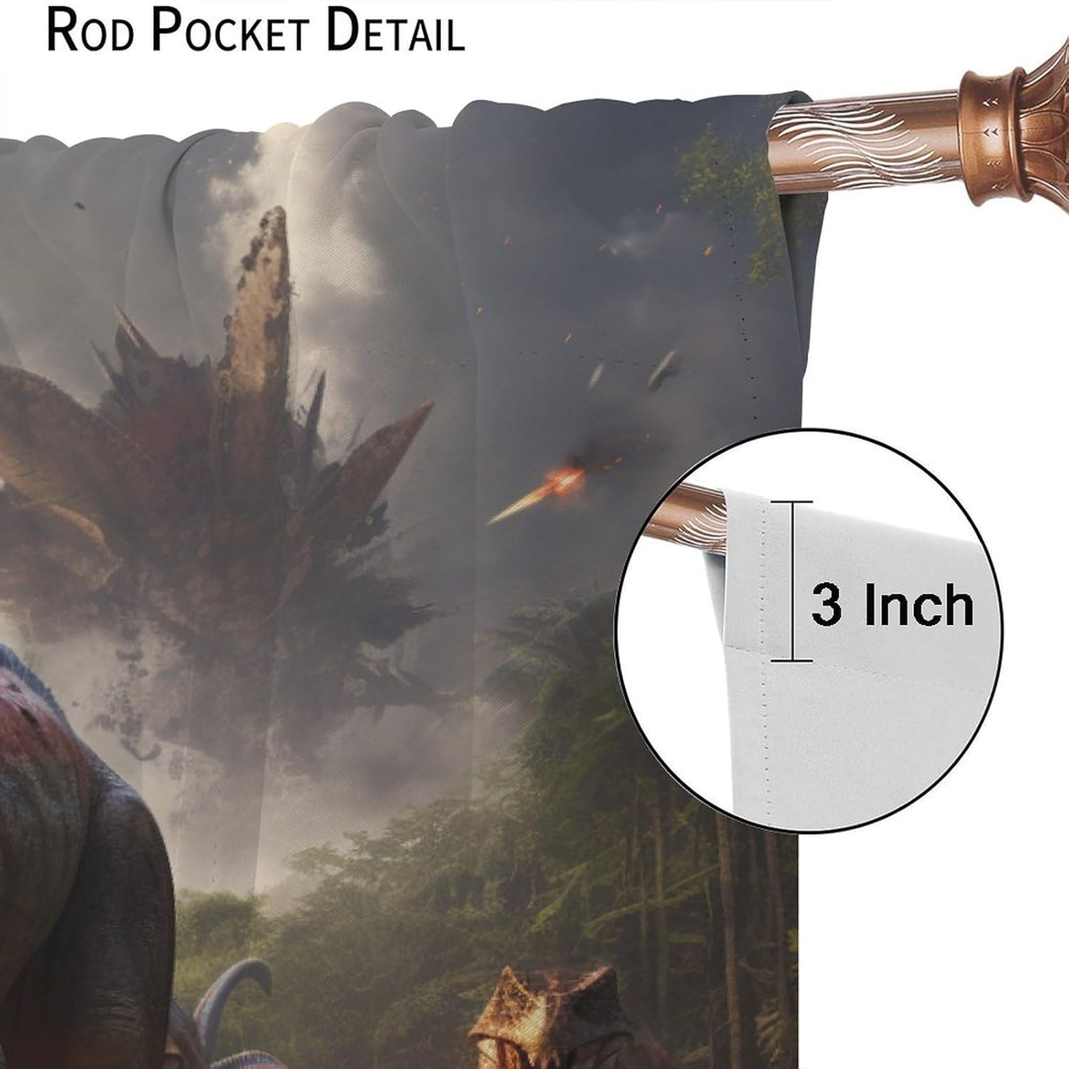 Dinosaur Blackout Curtains Are Used For Home Decoration, Jurassic Jungle World Dinosaur Pole Pocket Thermal Insulation Curtains Are Used For Dark Curtains, Living Rooms, Family Drapes 42x45in