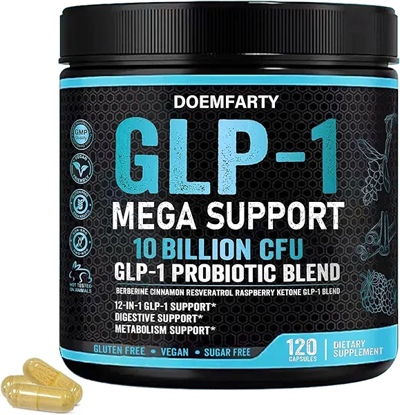 doemfarty 120 Capsule GLP-1 Probiotic - GLP-Activate with 10 Billion CFU Multi-Strain Probiotics + Prebiotics, Naturally Support GLP-1 Production, Delayed Release, Third-Party Tested, for Men & Women