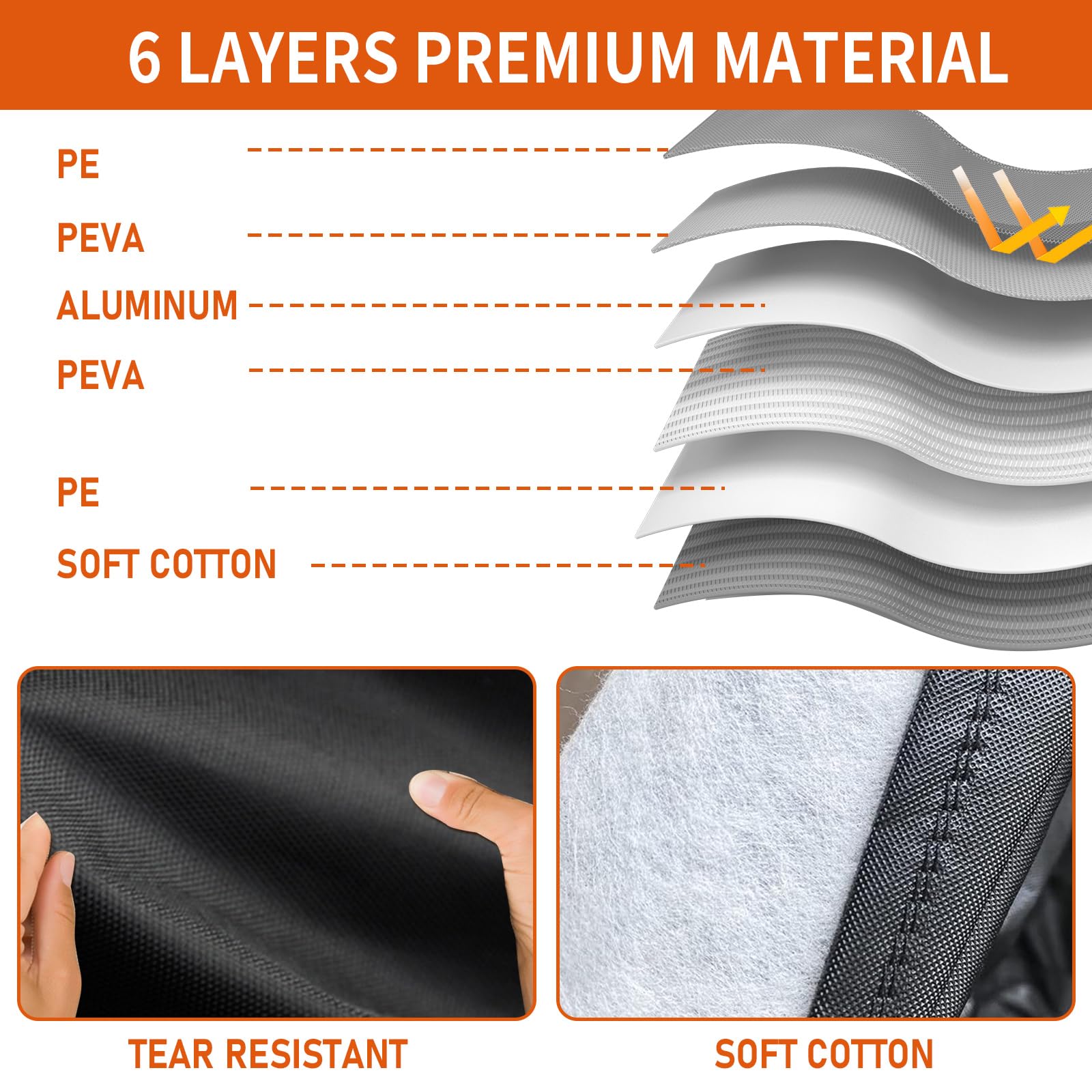 Fundas completas para coche para Volkswagen Tiguan 2007-2024, 6 capas de algodón, impermeable, lluvia, nieve, UV, polvo, todo tipo de clima, transpirable, protector de granizo (455 cm)