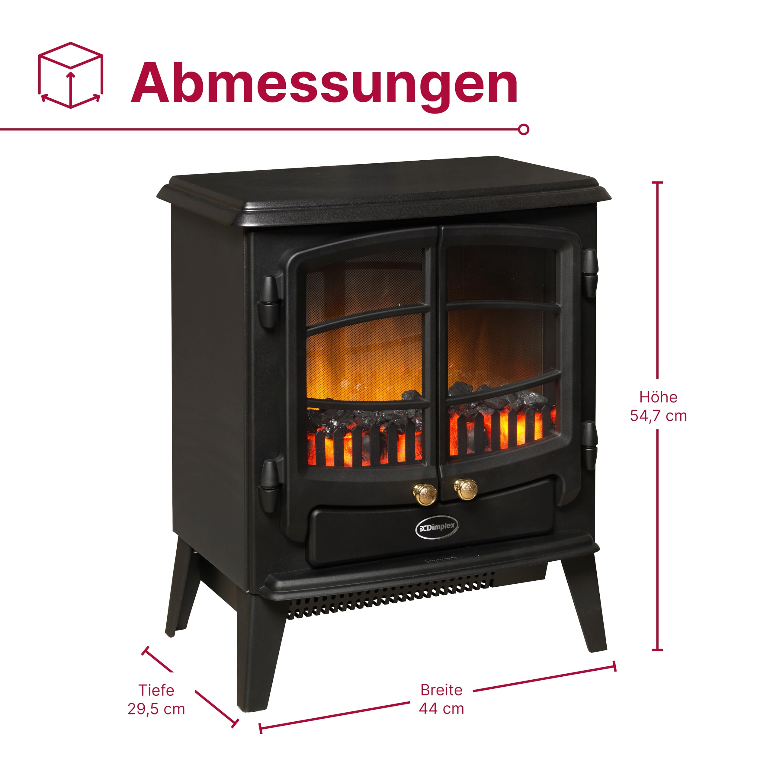 Dimplex Elektrokamin Optiflame Tango - Freistehender Elektrischer Kamin mit Kohlebett - LED-Flammeneffekt - Einstellbarer Heizung - Thermostat und Fernbedienung