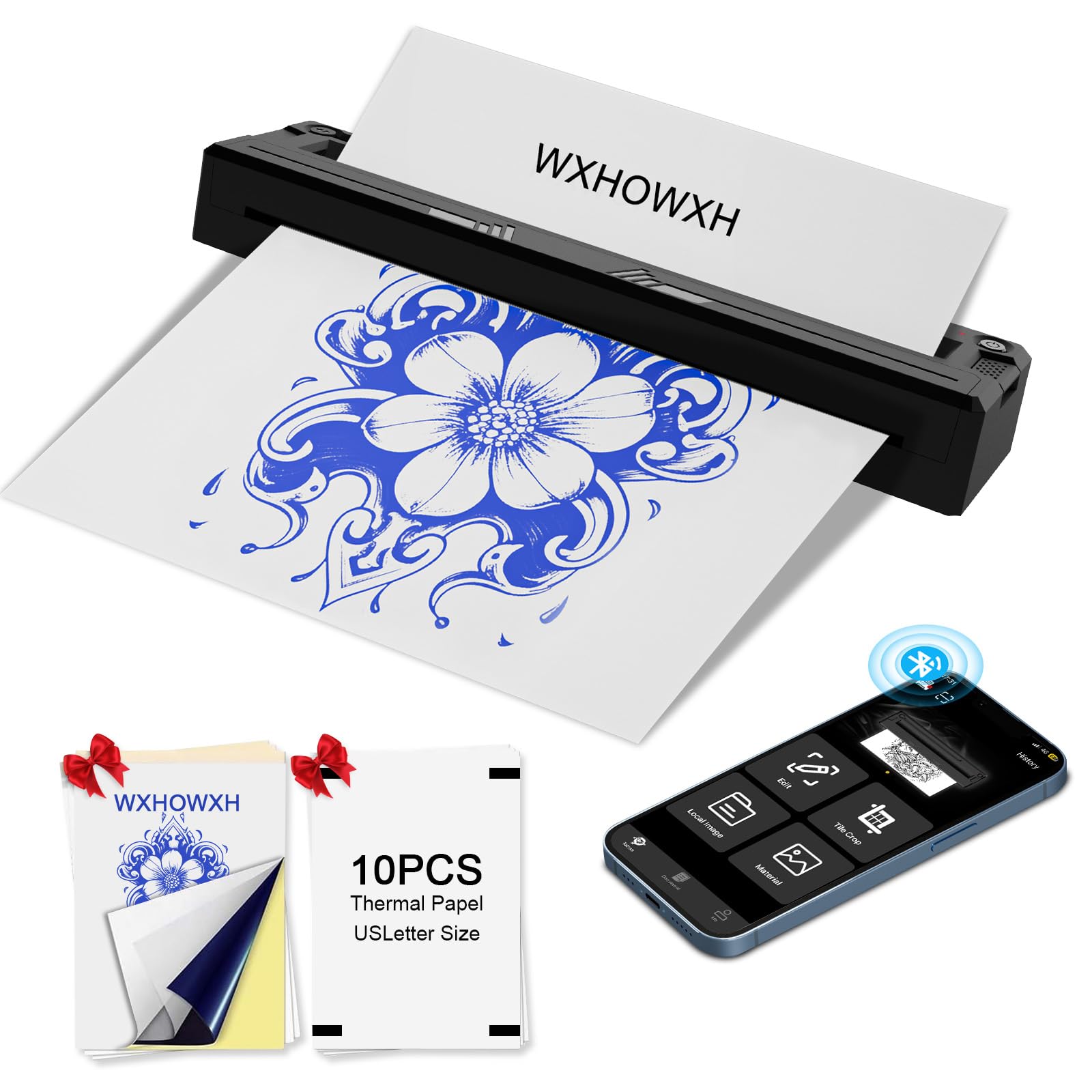 2026 New Tattoo Stencil Printer for Tattoo Artists&Beginners,termocopiadora Tattoo Machine with 3 pcs of Tattoo Transfer Paper,Portable Wireless Bluetooth Printer Compatible with Phone&PC-image-39