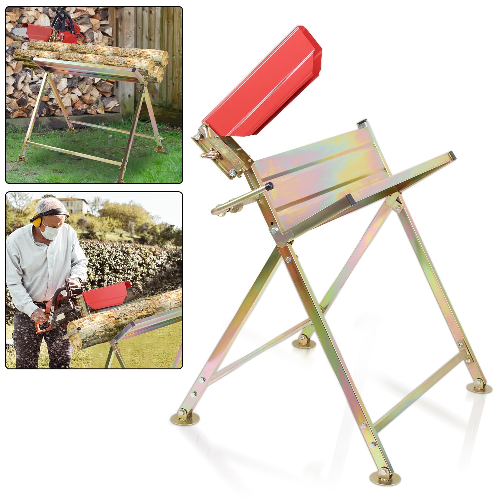 Chevalet de sciage avec support de tronçonneuse - Support pliable pour scieries et ateliers - 81 x 72 x 78,5 cm - Charge maximale : 150 kg