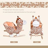 Vista 4 de Qaba Juguete de Caballo Mecedor de Peluche para Niños Estilo Jirafa con Canción para 18-36 Meses, Marrón