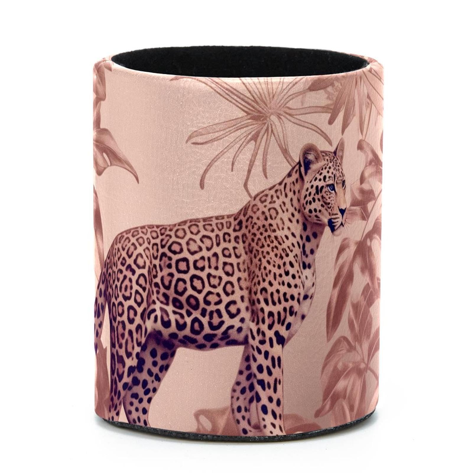 VAPOKF Round Pencil Holders for Desk, Leopard Pen Holders Pen Pot Makeup Brushes Storage Desktop Stationery Supplies Organiser for Home Office