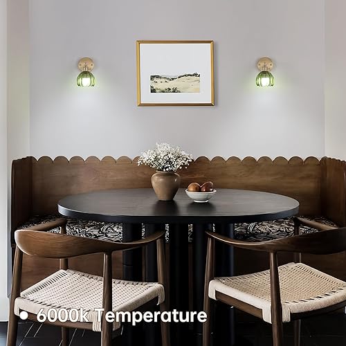 Miniatura 5 de Aplique de pared vintage a pilas con bonita pantalla de cristal de tulipán verde, inalámbrico, recargable, funciona con pilas, con control remoto,