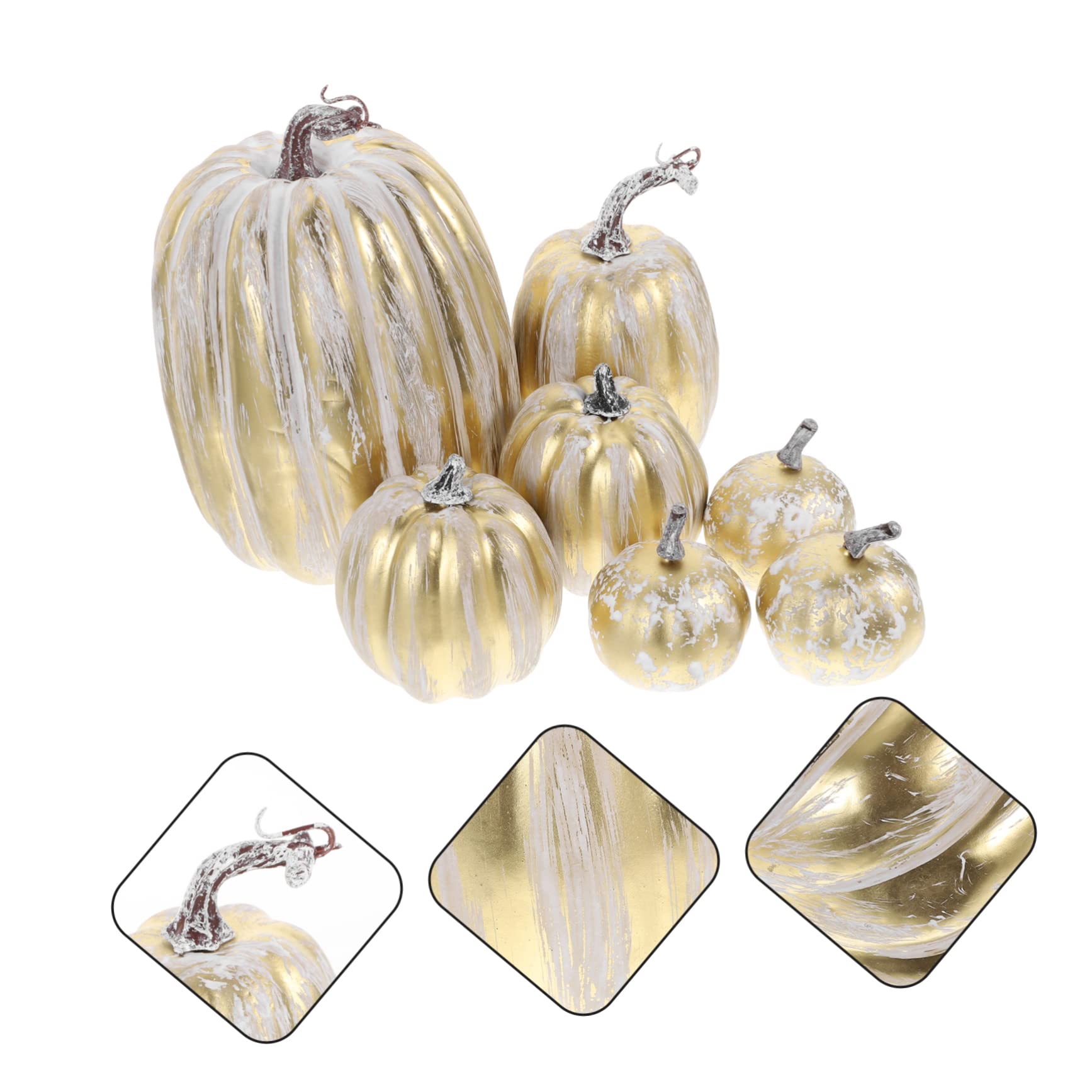 Lot 7 Mini Citrouilles Artificielles Mousse – Déco Automne & Halloween Orange & Blanc