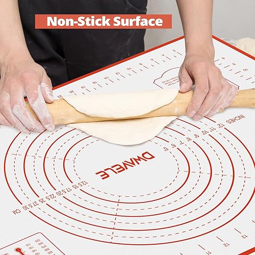 Miniatura 7 de Paquete de 3 alfombrillas de silicona para hornear galletas + 2 unidades de silicona antideslizante para masa de pastel con función de medición