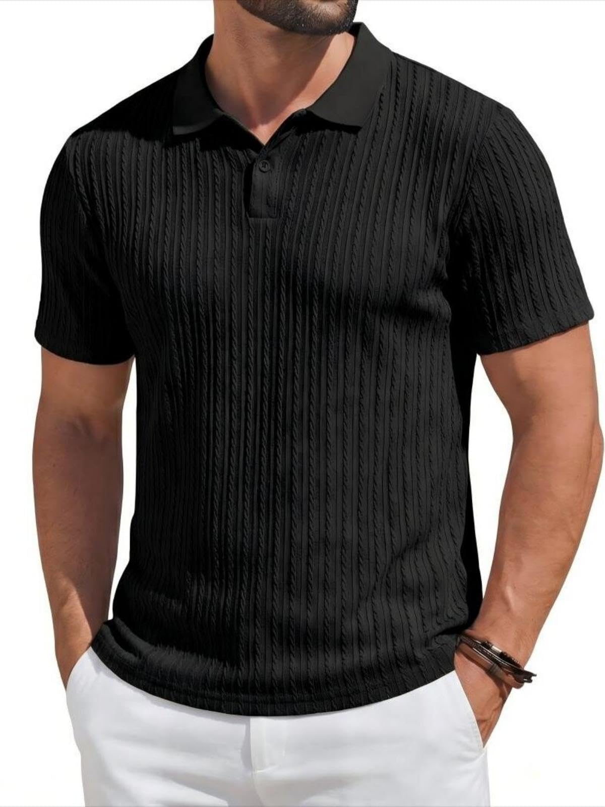 Runcati Herren Poloshirt Kurzarm Strick T-Shirt Männer Sommer Regular Fit Polohemd Einfarbig Knopfleiste Golf Shirts Basic Freizeit Poloshirts