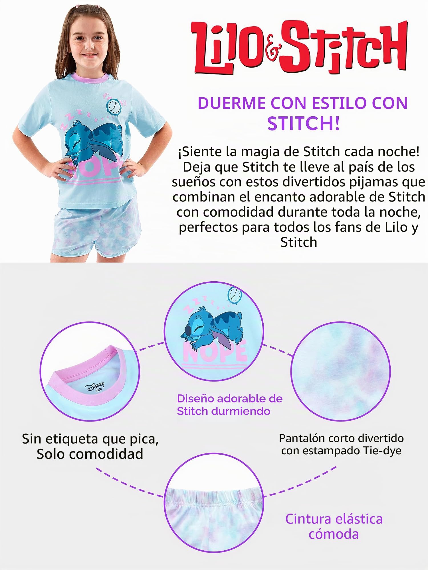 Disney Pijama Stitch | Pijama Niña Tie-Dye | Pijamas Lilo Y Stitch Chicas