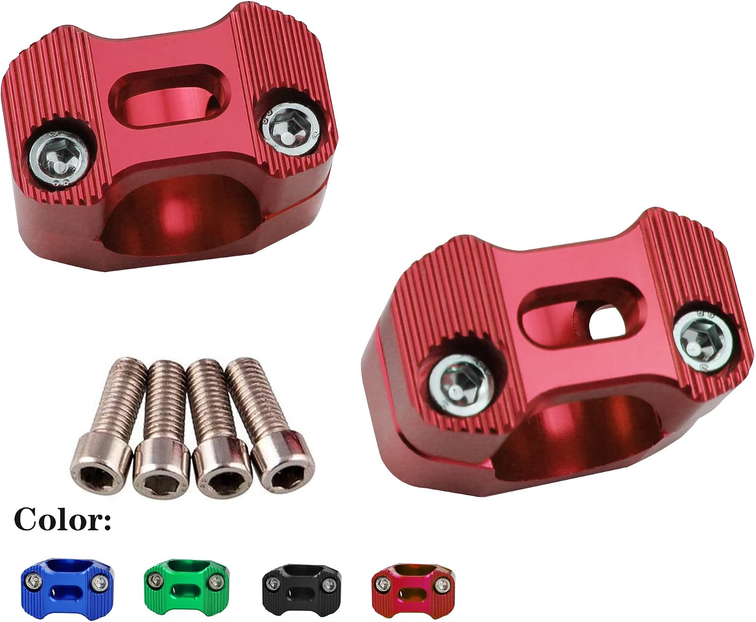 Motorcycle HandleBar Handle Clamps Riser Fat Bar Mount 22mm 7/8" 28mm 1 1/8" Universal CNC For EXC SX CRF YZF DRZ ATV Dirt Pit Bikes (red)