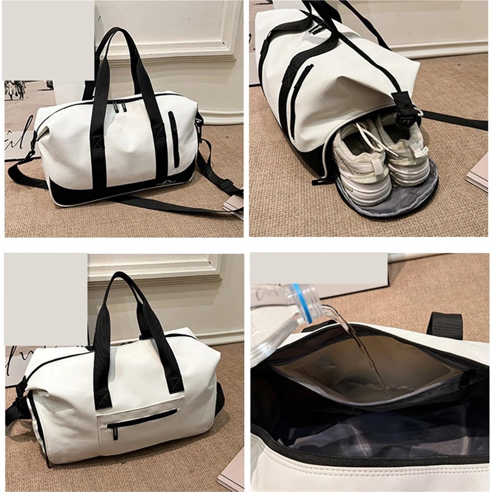 borsone palestra uomo 1 borsa da palestra con scomparto for scarpe | Borsone da viaggio elegante Borsone leggero for donne e uomini, palestra sportiva(Black)