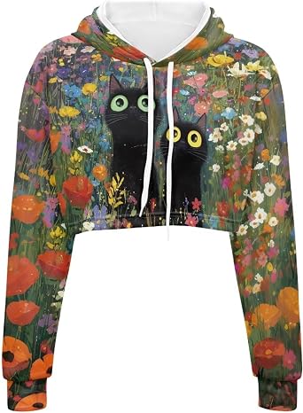 Ystardream Girls Casual Sweatshirts Long Sleeve Crop Top Hoodies for Women