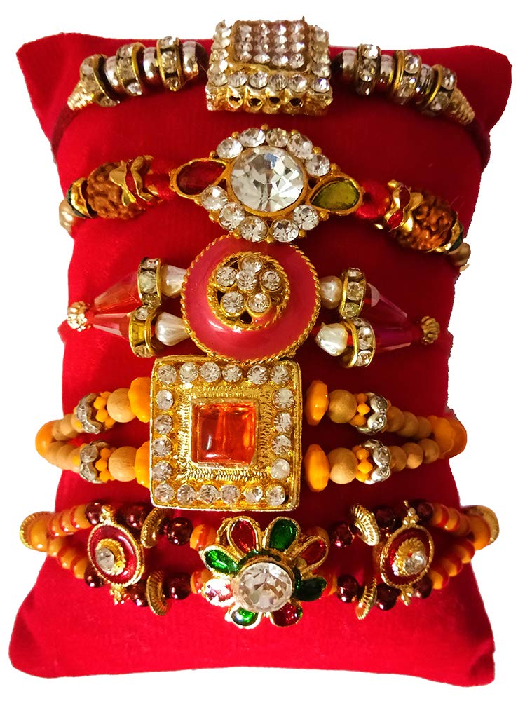 DMS RETAIL Different Pattern Multicolor Bracelet Rakhi for Brother with Roli Chawal Bhaiya Bhabhi Rakhi Pack of 5 Rakhi (B07TYNFJ9R) Amazon Price History, Amazon Price Tracker