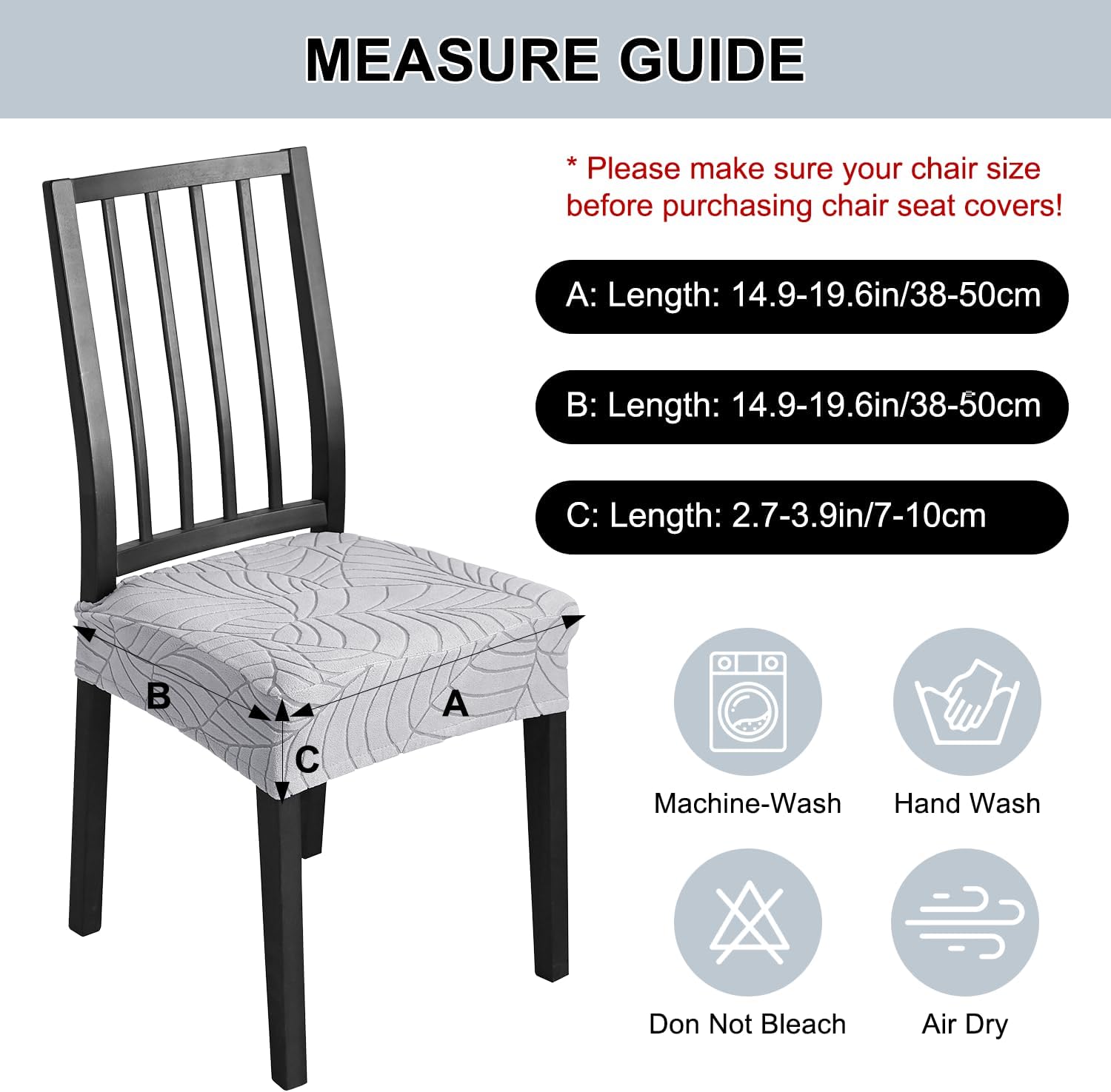 Condition photo showing New/Like New for chair seat covers for dining room chairs set of 6, removable washable kitchen chair covers anti-dust dining chair cover chair slipcovers protecto (6, light grey) light grey 6