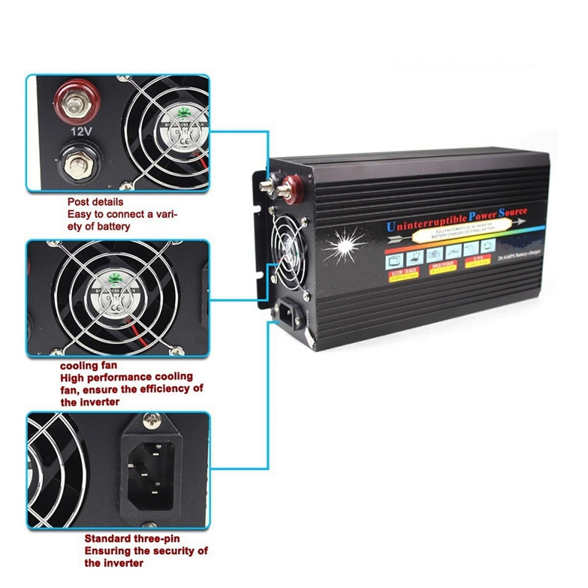 Amazon.co.jp: 3000W 12/24/48V～110/220V補正帯域UPS変換・​​充電機能