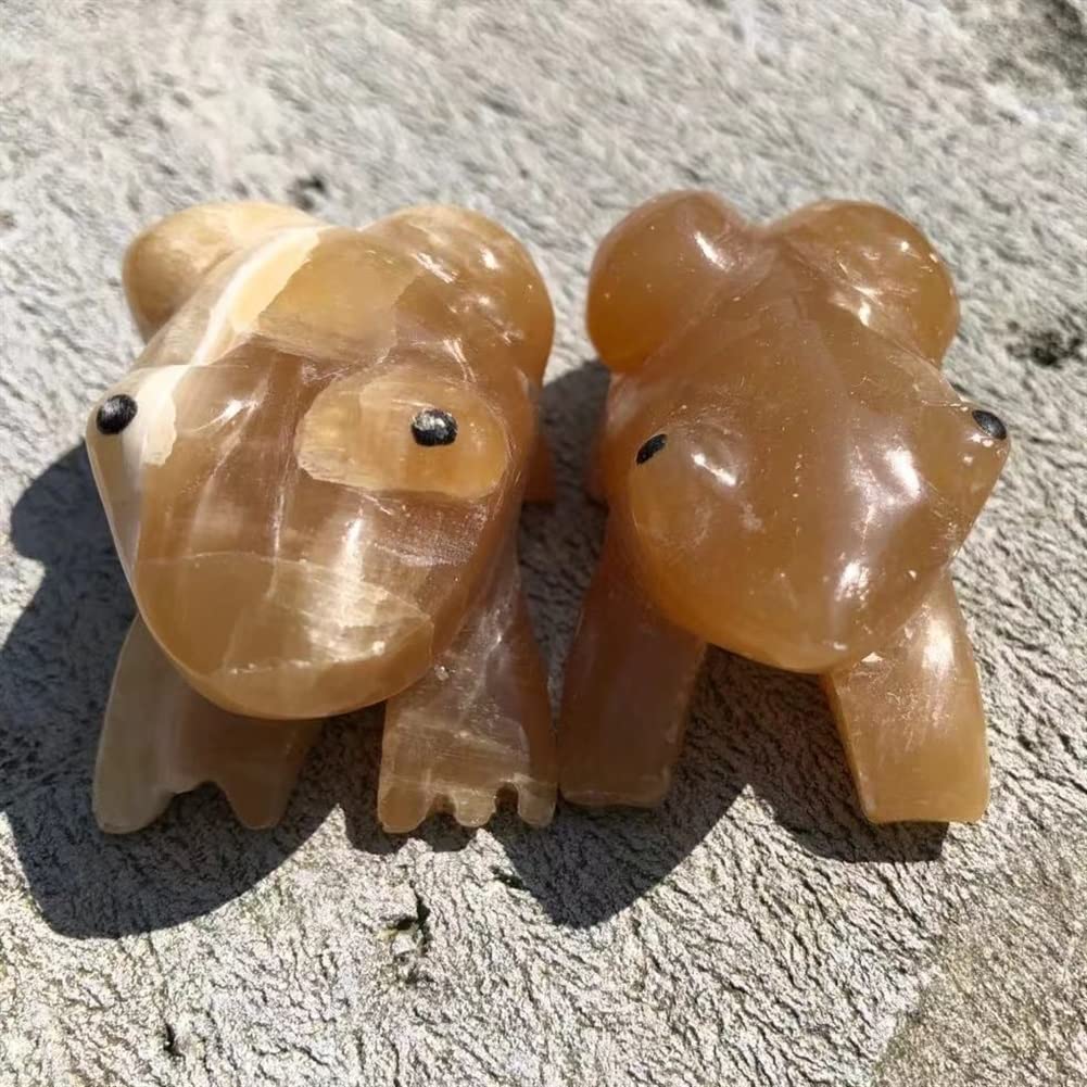 SnamicE Natural crystal rough Home Decor, Frog Statue Natural Gemstone Room Decoration Crystal Animals Figurines Carved Stones Gifts,Natural Crystal,2PCS