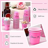 Vista 5 de Lounsweer 100 vasos de plástico de 2 onzas, vasos desechables, mini vasos de plástico para fiesta de despedida de soltera, degustación