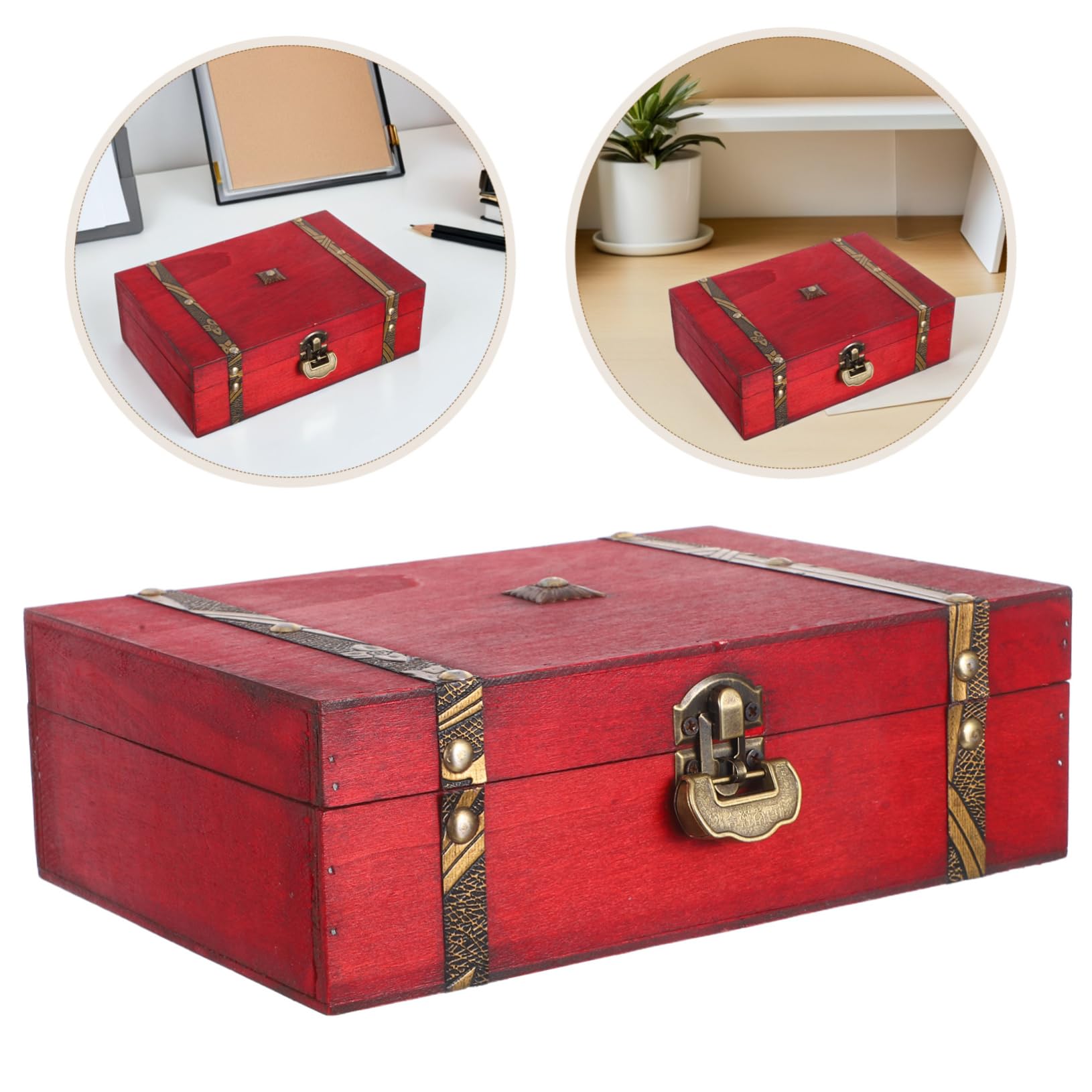 Cabilock Holzbox mit Deckel und Zahlenschloss Dekorative Aufbewahrungsbox im Vintage-stil Schmuckkästchen und Organizer für Schmuckstücke Dokumente und Kleine Utensilien Robuste Erinnerungs