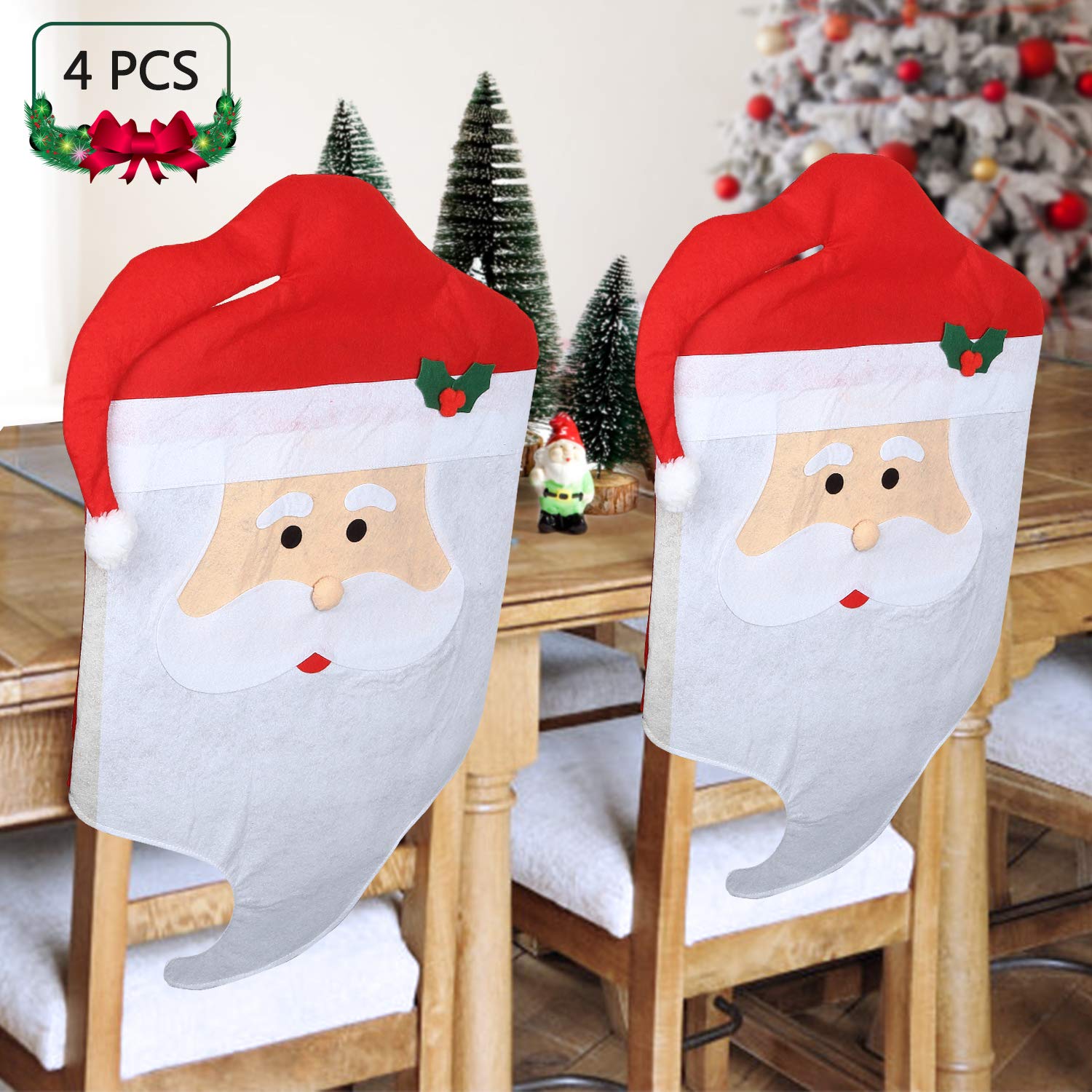 Mbuynow Christmas Chair Back Cover Santa Claus Hat Decoration Christmas Festive Home Dinner Table Kitchen Party Decor