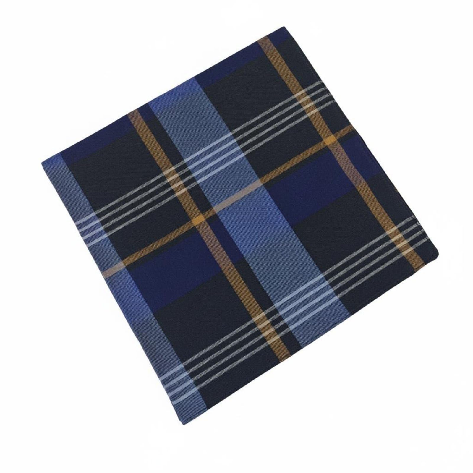 Merishopp Absorbent Plaid Cotton Handkerchief Soft Feel Classic Patterned Handkerchief Breathable Checkered Hankie Versatile for Gentlemen, Formal Events, Wedding, Blue, 1 Pack-picture-5