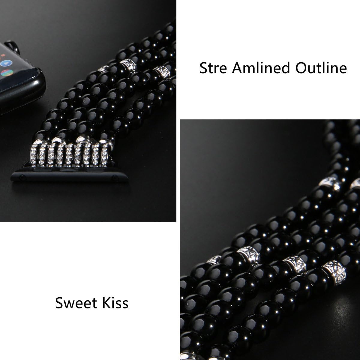 GEMEK Compatible with Apple Watch Band 38/40/41/42/44/45/49mm Women iWatch Bands Series 9/8/7/6/5/4/3/2/1, Handmade Beaded Elastic Stretch Pearl Bracelet Replacement Strap for Women Wristband - Image 7