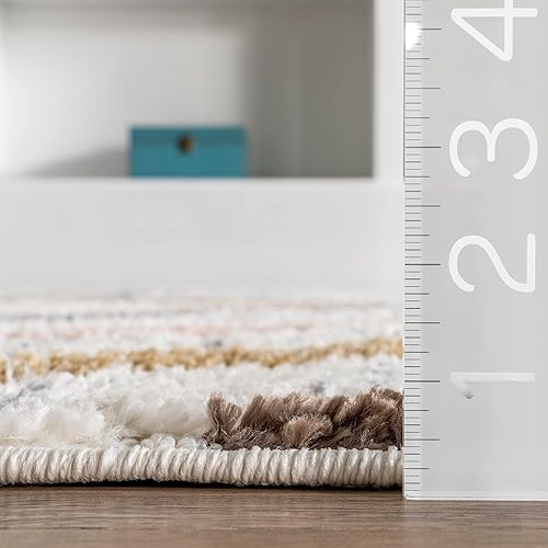 Miniatura 2 de nuLOOM Lillie - Alfombra abstracta con borlas para niños, 4 x 6, beige