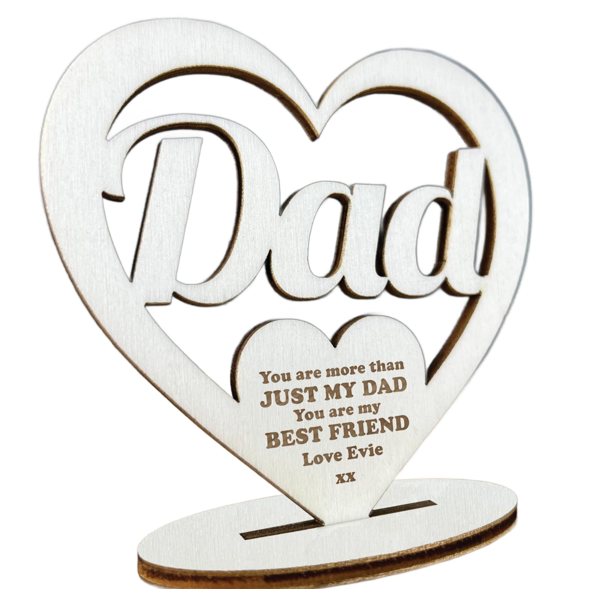 Red Ocean Fathers Day Gift, Wood Heart, Dad Gift, Dad Birthday Gift from Daughter or Son, Personalised Wooden Standing Plaque