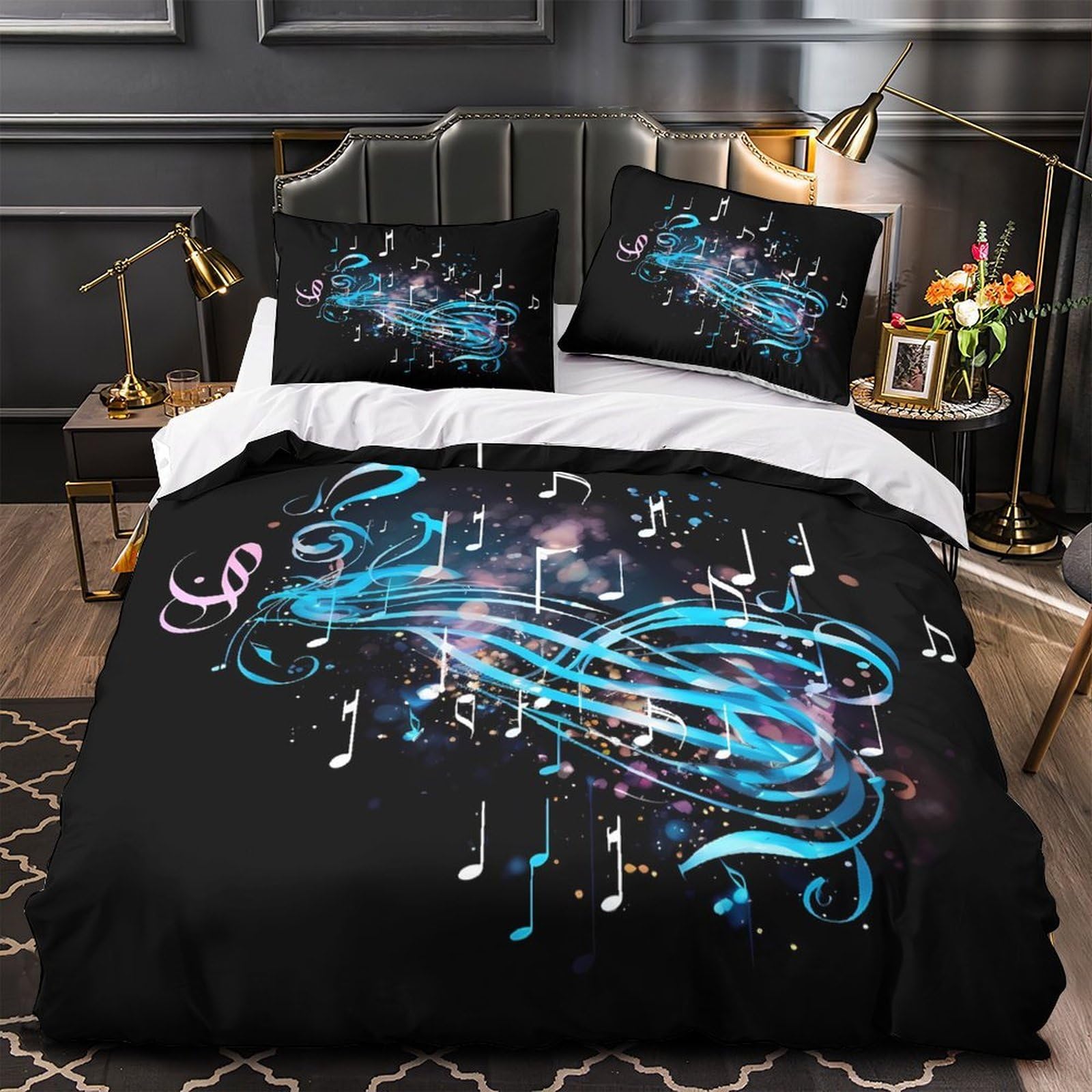Housse de couette notes musicales pour chambre de garçon et fille