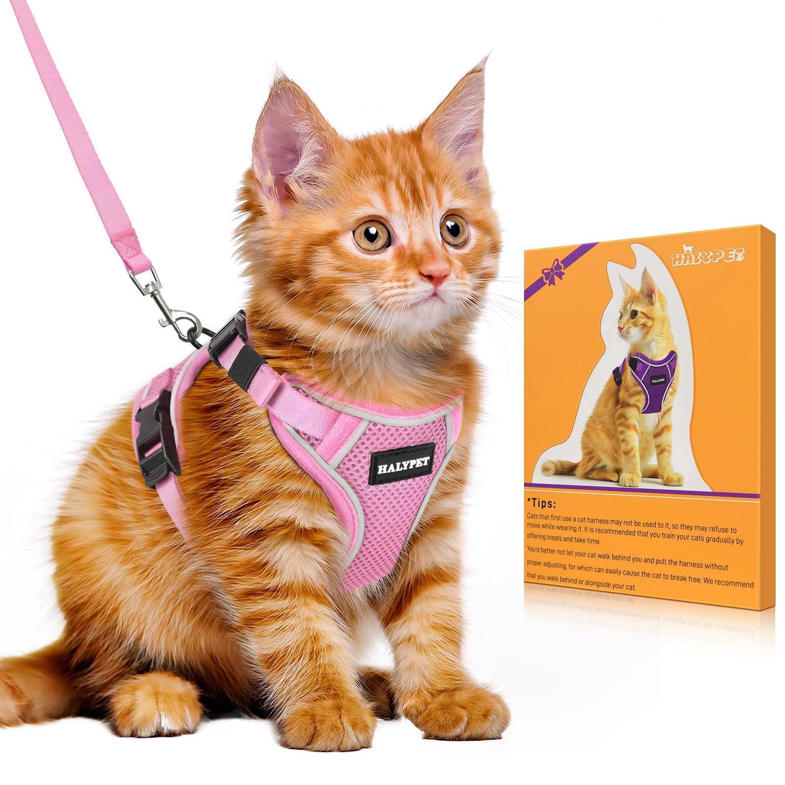 HalyPet Cat Harness and Lead Set, Escape Proof Adjustable Kitten Vest
