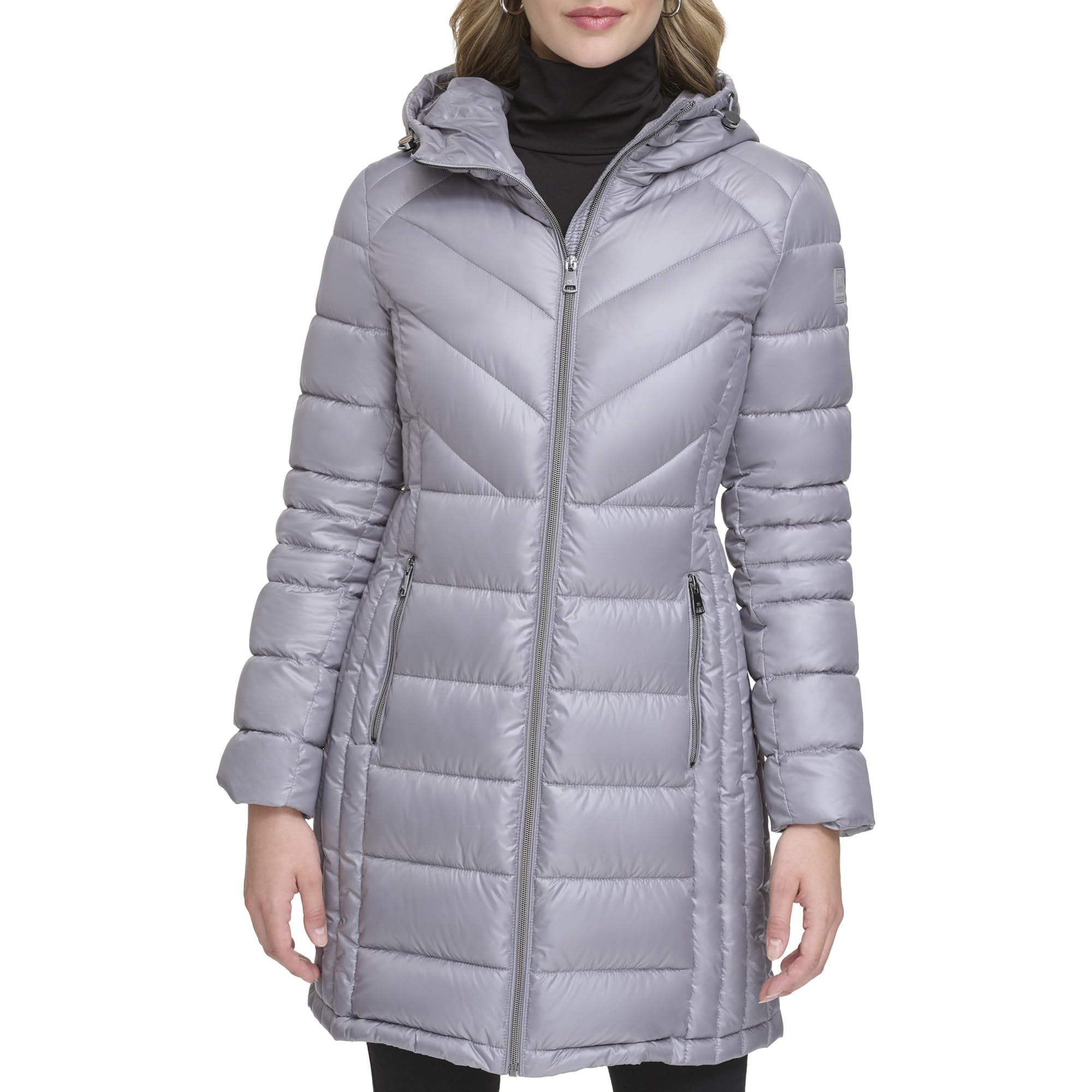 Kenneth Cole Women's Full Zip Nickel Puffer Jacket, Medium