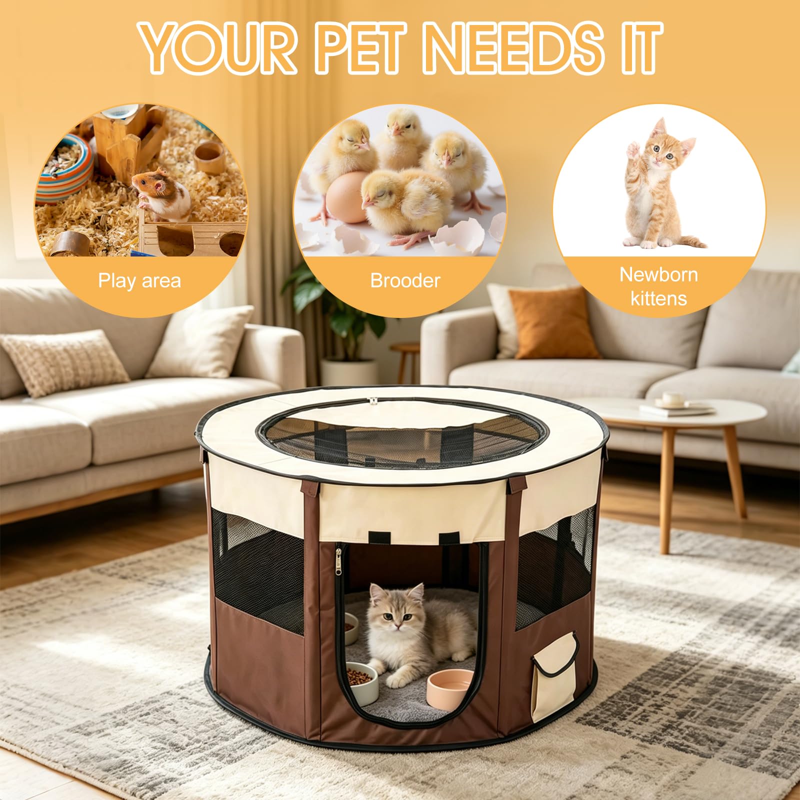Caja de cría para pollitos, criadora de pollos de doble puerta con comedero y bebedero, gallinero portátil y transpirable, corralito de animales pequeños para criar hasta 15 pollitos, codorniz, pato