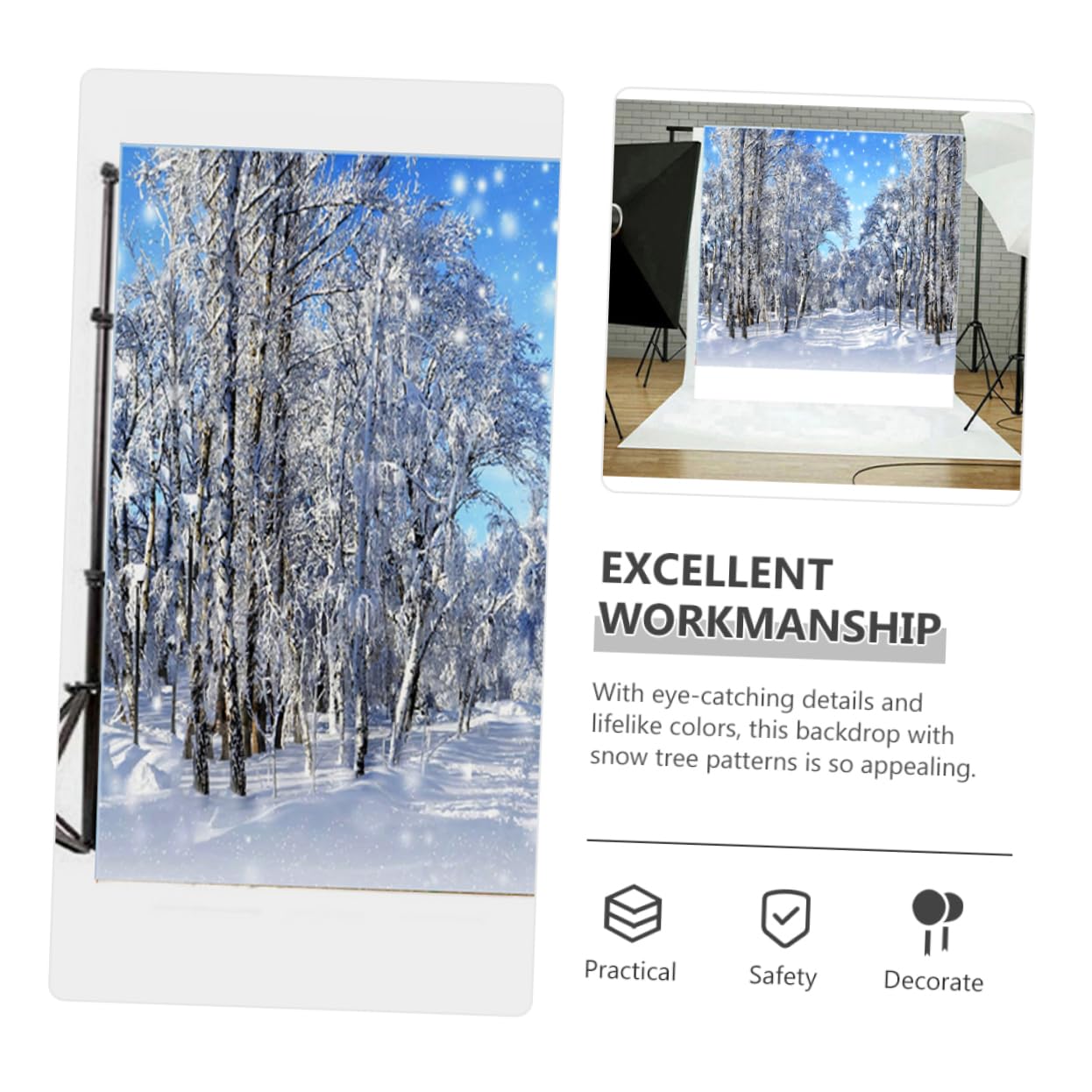 HOMSFOU 4pezzi Sfondo Fotografico Invernale Alberi Per Decorazioni Natalizie Per Cabine Photobooth e Festività Di Natale Atmosfera Magica Per Eventi e Ritratti Infanzia