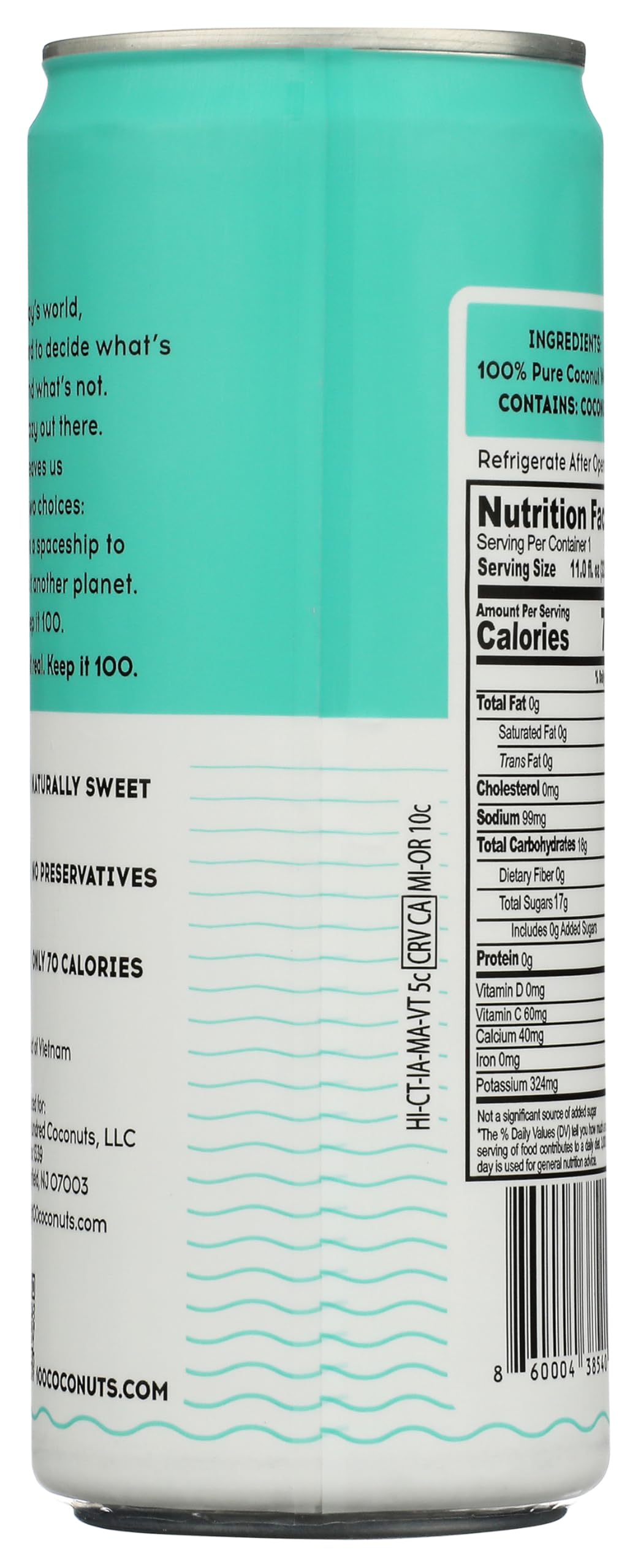 100 Pure Coconut Water Pure Coconut Water, 11 FZ